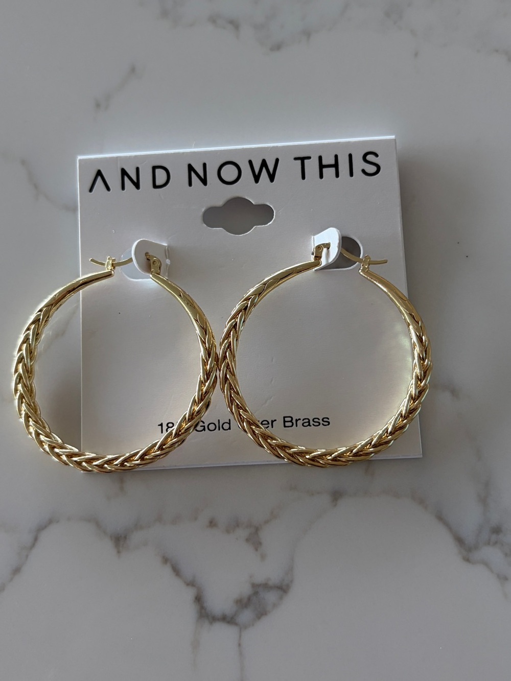 18K Gold Braided Hoop Earrings by AND NOW THIS